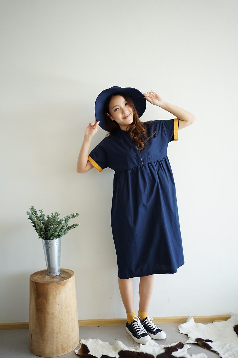 LOOKPEAR DRESS - Navy - One Piece Dresses - Cotton & Hemp Blue