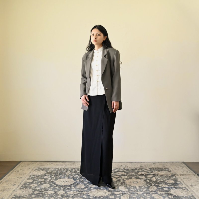 【NaSuBi Vintage】俐落輪廓單襟古著西裝外套 - 女西裝外套 - 其他人造纖維 
