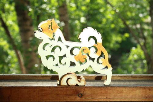 木で作られた彫像長髪のチワワ犬の置物 - ショップ ArtDogs 置物 - Pinkoi