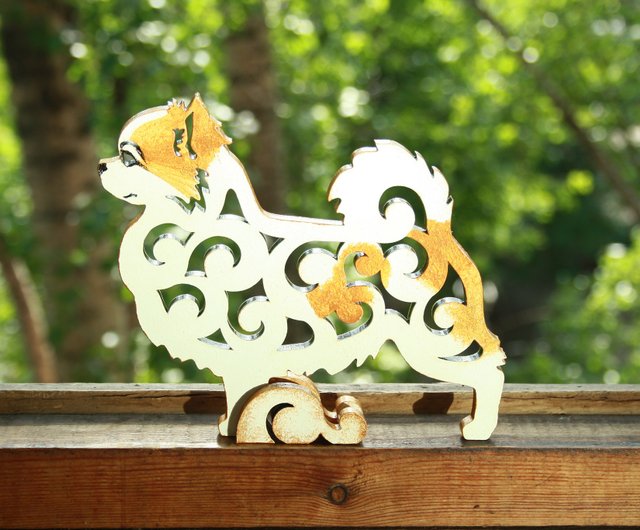 木で作られた彫像長髪のチワワ犬の置物 - ショップ ArtDogs 置物 - Pinkoi