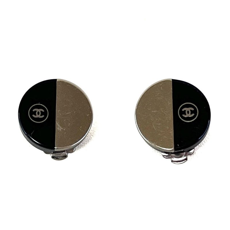 本物 CHANEL シャネル イヤリング バイカラー シルバー ブラック 00A 中古 - 耳環/耳夾/耳骨夾 - 塑膠 銀色