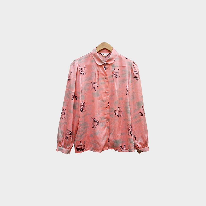 Pastel vintage zebra satin shirt - Women's Shirts - Polyester Pink