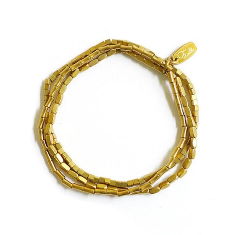 Ficelle | handmade brass natural stone bracelet | [Brass] copper words - three sisters - สร้อยข้อมือ - โลหะ สีทอง