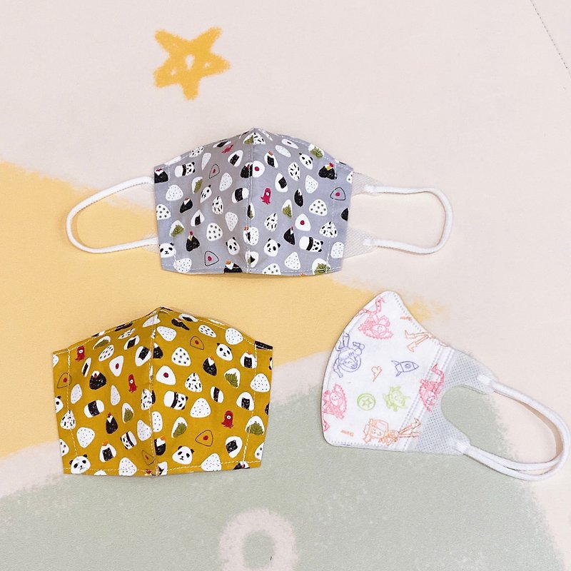 Limited to toddlers and children. Panda bear rice ball. Double-purpose cotton mask/mask cover - Face Masks - Cotton & Hemp 