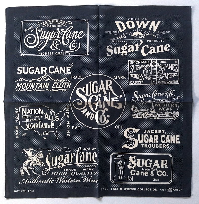 Sugar Cane & Co クラシック バンダナ、20.5 x 21 インチ、ポルカドット、秋冬 - スカーフ - コットン・麻 ブルー