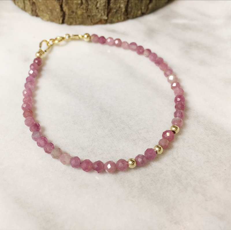 ::Anniversary Commemorative Products::MH Natural Stone 14K Gold Elegant Series_Pink Tourmaline - Bracelets - Crystal Pink