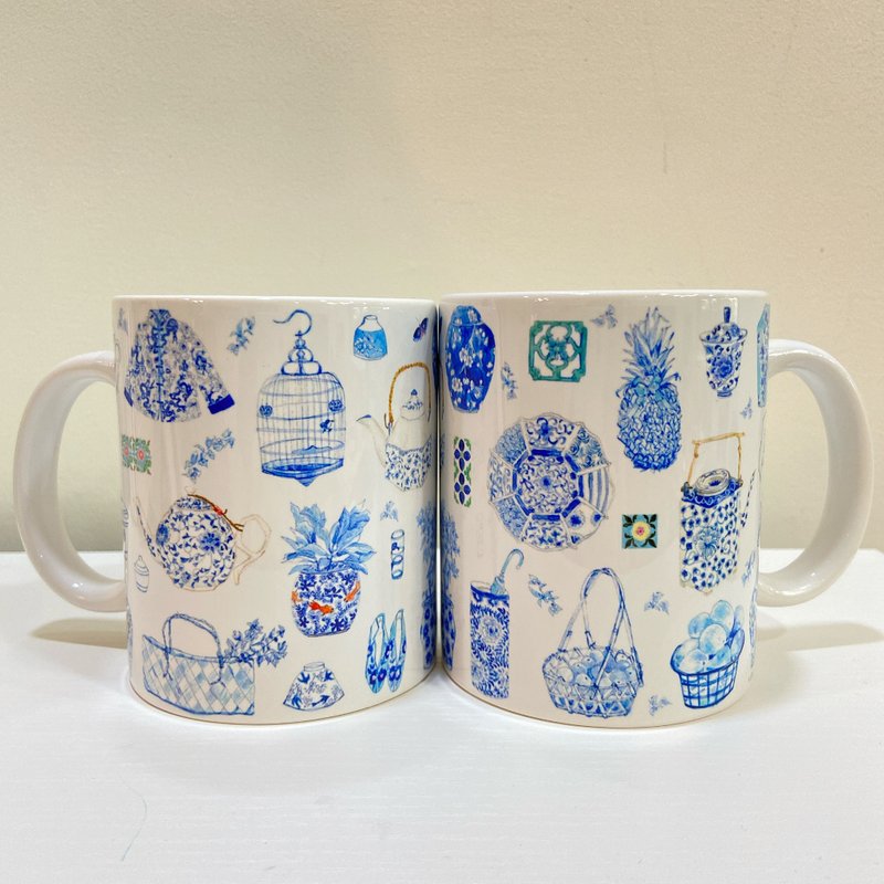 馬克杯  台灣藍白風 - 咖啡杯/馬克杯 - 陶 藍色