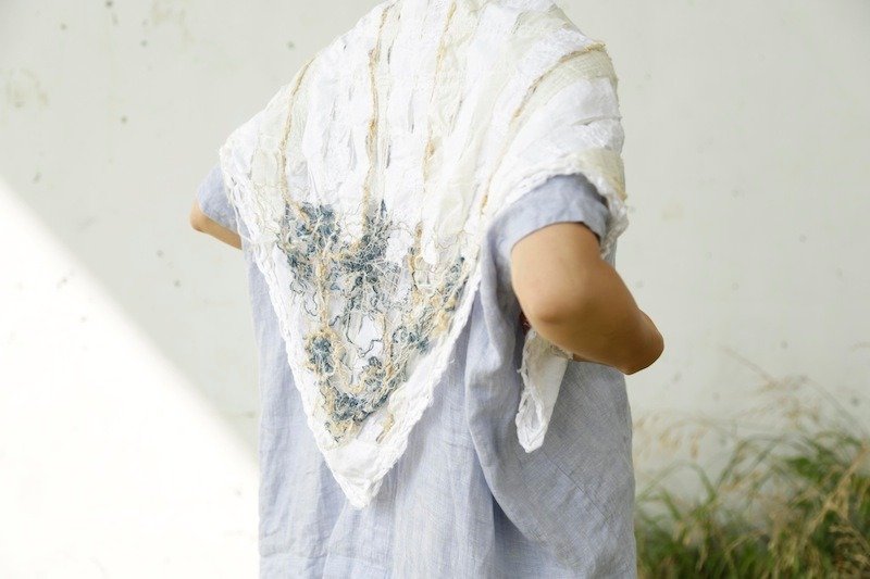 Cotton & Hemp Scarves White - [Empty] Lace Cotton Stole Natural Summer