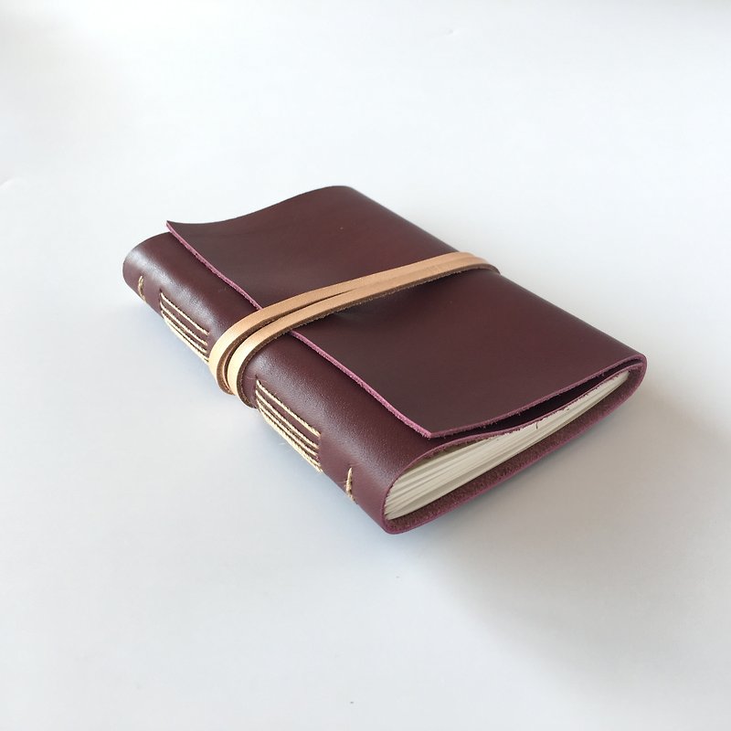 Leather Journal B7 wine - สมุดบันทึก/สมุดปฏิทิน - หนังแท้ สีม่วง