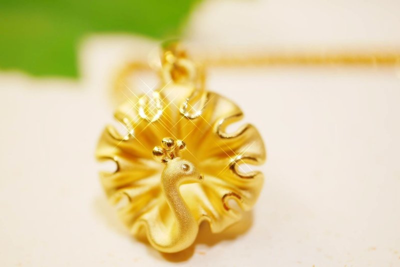 Peacock open screen-(hard gold pendant) - สร้อยคอ - ทอง 24 เค สีเหลือง