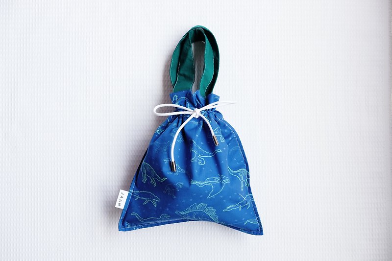 Cotton & Hemp Handbags & Totes Blue - Drawstring handbag || Pure cotton / dinosaur pattern design / limited hand-made