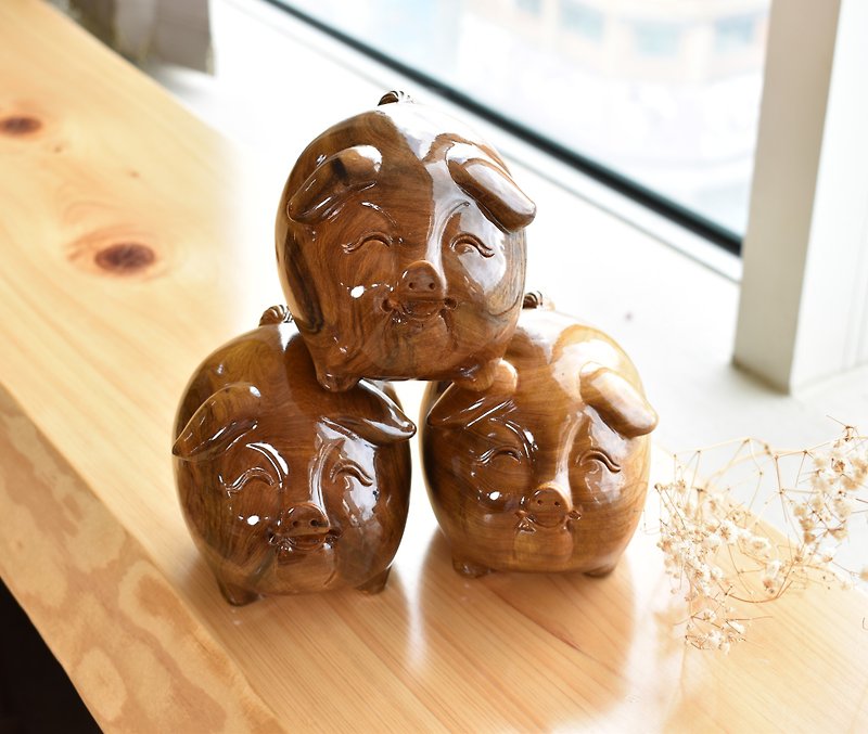 Xiao Nan Sparkling Lucky Pig - Items for Display - Wood Brown
