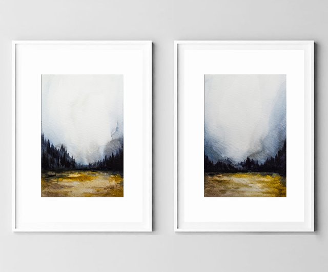 自然の風景 ミニマリストのモダンな手描きの風景油絵1