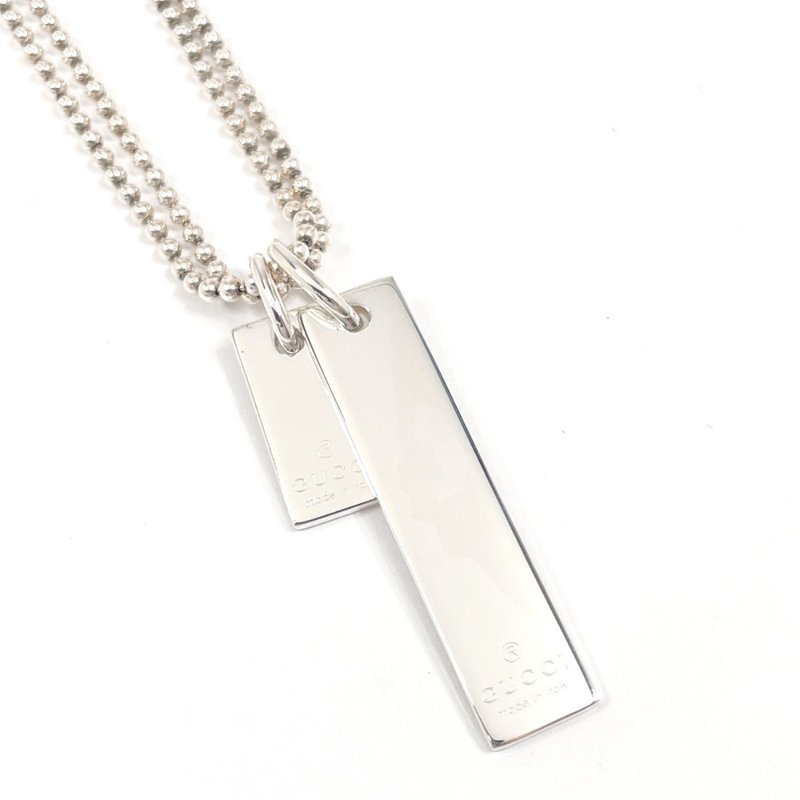 【日本直送 中古美品】グッチ GUCCI ネックレス ペンダント プレート ダブルチェーン シルバー925 アクセサリー - 項鍊 - 純銀 銀色
