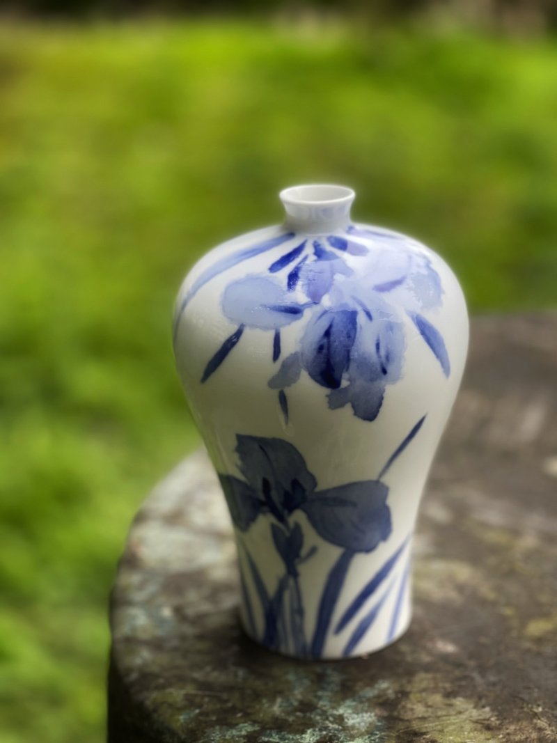 【青白】茶席花瓶/瓶安祝福. - 花瓶/花器 - 瓷 白色