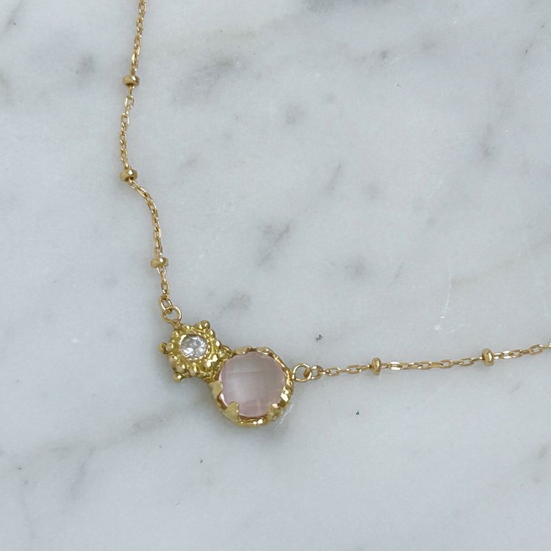 moonlight necklace K18 (Rose Quartz) [FN157] - Necklaces - Other Metals Gold