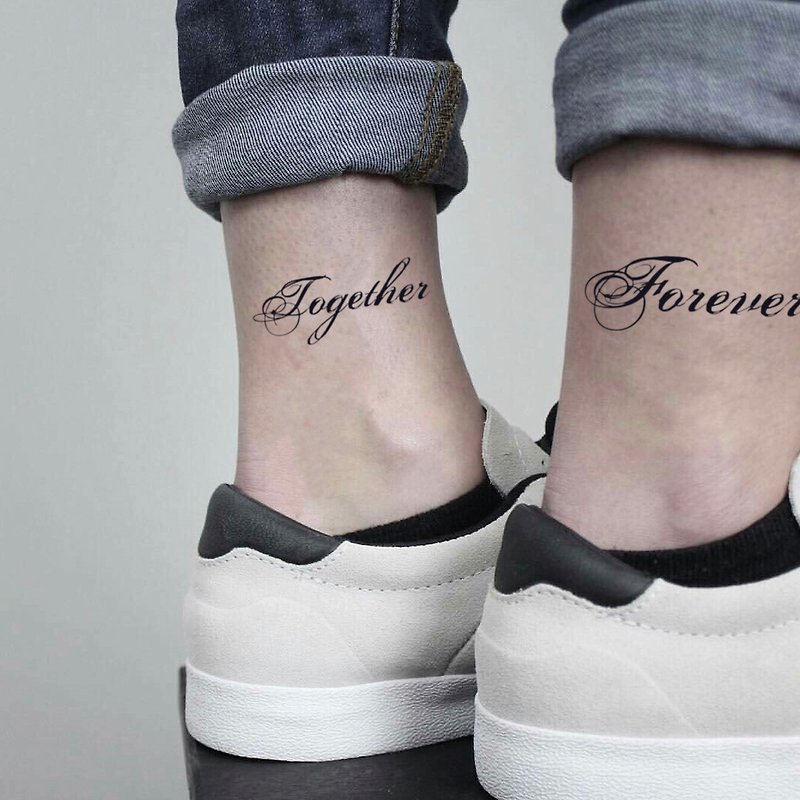 Together Forever Temporary Fake Tattoo Sticker (Set of 2) - OhMyTat - สติ๊กเกอร์แทททู - กระดาษ สีดำ