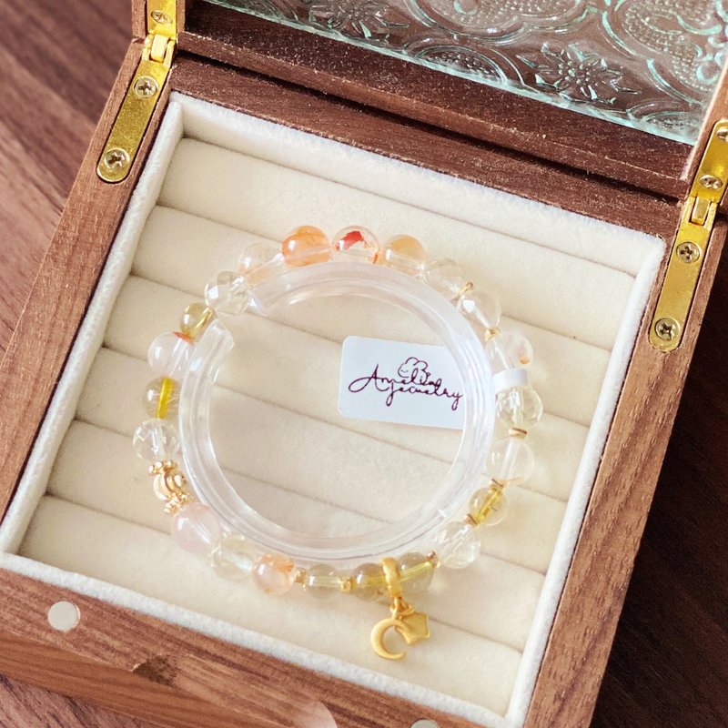 Amelia Jewelry丨星月謠丨天然鈦晶膠花維納斯金髮晶黃水晶手鍊 - 手鍊/手環 - 水晶 橘色