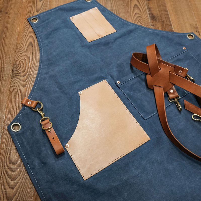Apron custom work apron waterproof double layer wax / leather embroidery printing / Ji.co - อื่นๆ - วัสดุกันนำ้ 