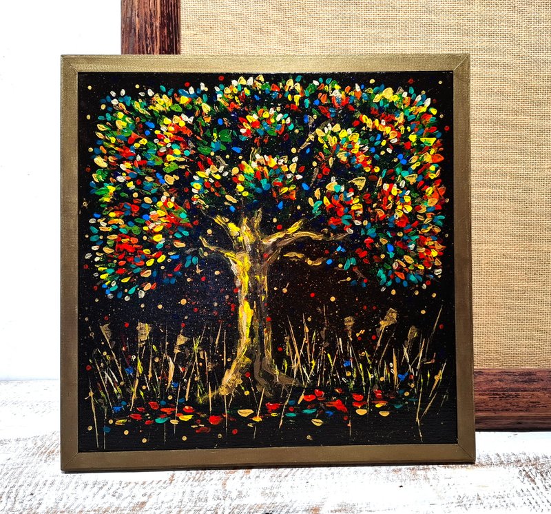 Acrylic Painting Tree Of Live on Canvas Board Framed - 壁貼/牆壁裝飾 - 其他材質 多色