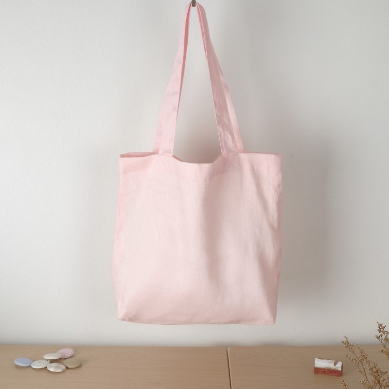 Pink Linen Tote Bag (Rainbow Series) - Messenger Bags & Sling Bags - Cotton & Hemp Pink