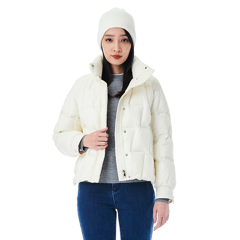 KeyWear  輕磅白鵝絨立領羽絨外套-白-0DB04249 - 女大衣/外套 - 其他人造纖維 白色