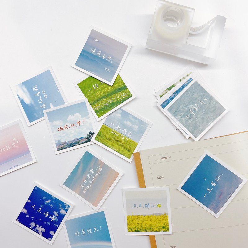 White frame square handwritten/matte waterproof stickers (20 styles in total) - สติกเกอร์ - กระดาษ หลากหลายสี