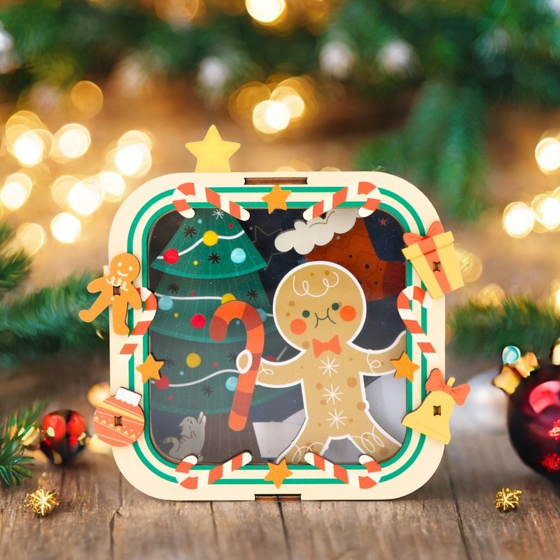 聖誕Layer小夜燈 - 薑餅人 設計 文創 小夜燈 伴手禮 - 燈具/燈飾 - 木頭 多色