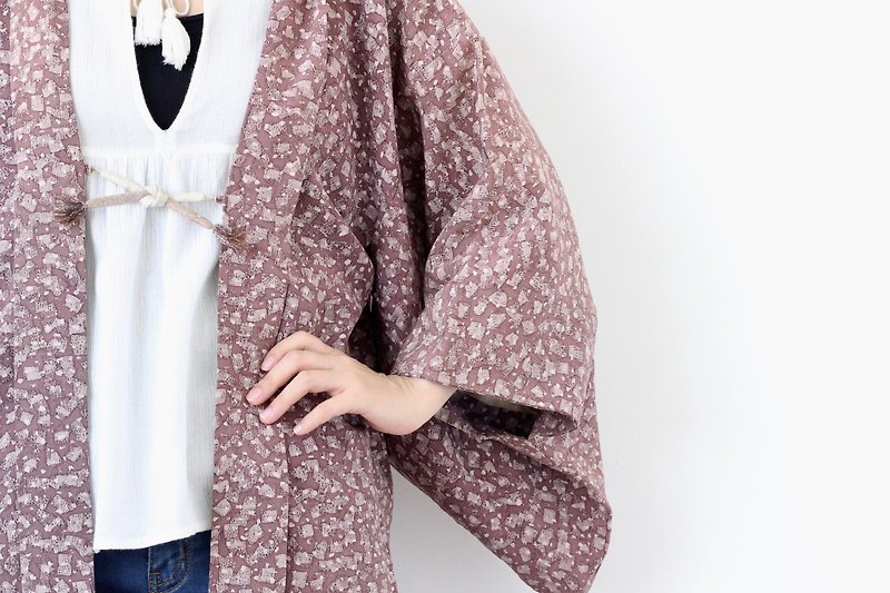 Japanese silk haori, abstract kimono, vintage wear, kimono jacket, kimono /3919 - เสื้อแจ็คเก็ต - ผ้าไหม สีม่วง