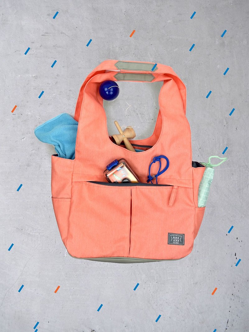 light orange shoulder bag/tote bag - กระเป๋าแมสเซนเจอร์ - เส้นใยสังเคราะห์ สึชมพู