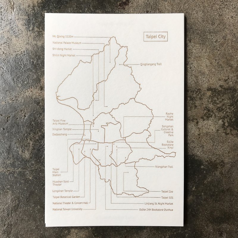 Postcard-Taipei Map-Bronzing Fog Stamping - การ์ด/โปสการ์ด - กระดาษ สีทอง