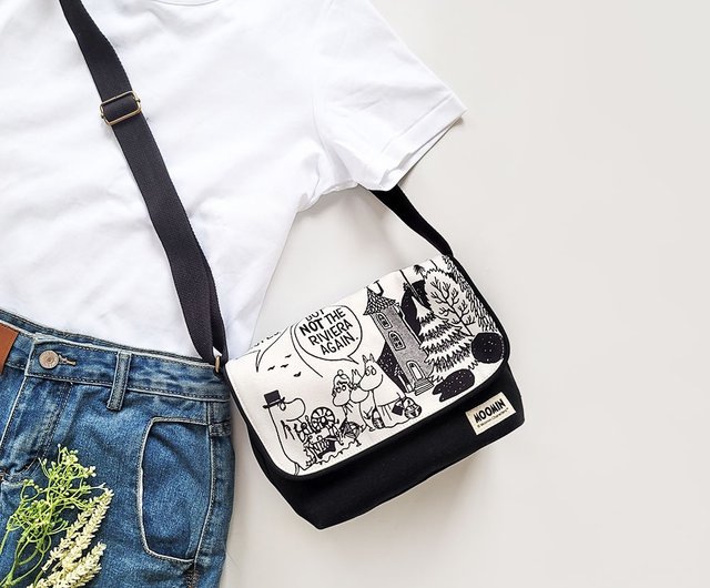 Pinkoi x Moomin】メッセンジャーバッグ スリングバッグ -黒色