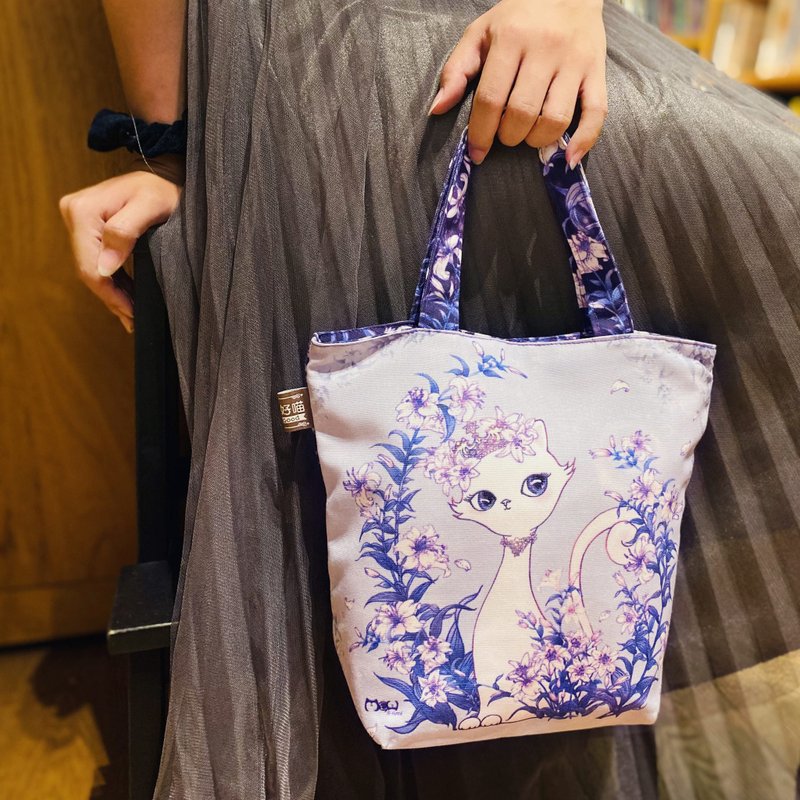 キャンバスポーチ|スモールミールバッグ|ジッパースタイル|ウォッシャブル-リトルリリークイーン - トートバッグ・ハンドバッグ - コットン・麻 パープル