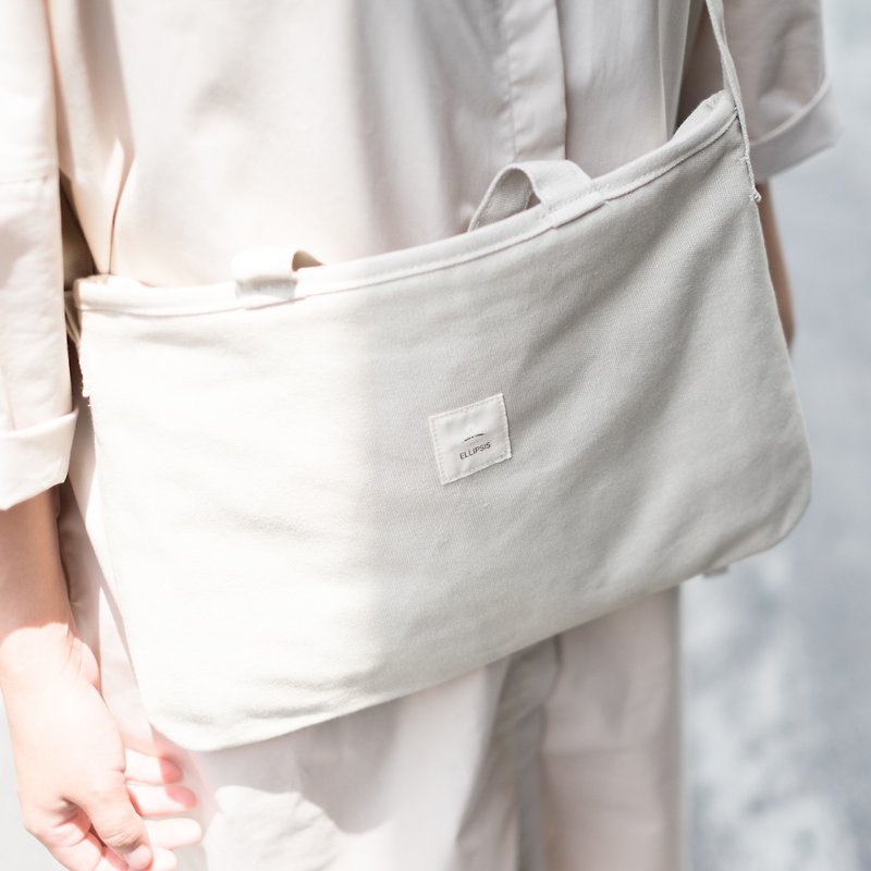 Daily Briefbag - Grey - กระเป๋าคลัทช์ - ผ้าฝ้าย/ผ้าลินิน สีเทา