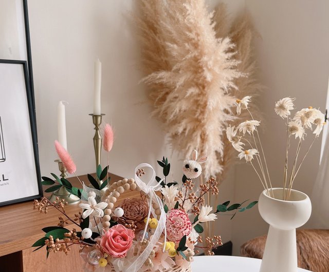 韓国のバスケット 不滅の鉢花 可愛いうさぎの鉢花 母の日鉢花 母の日