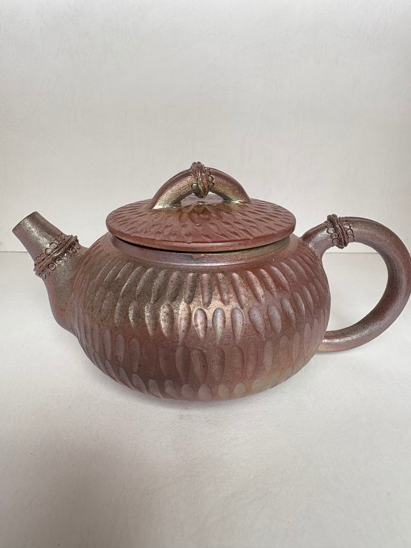 柴燒紫金色竹節壺 - 茶壺/茶杯/茶具 - 陶 
