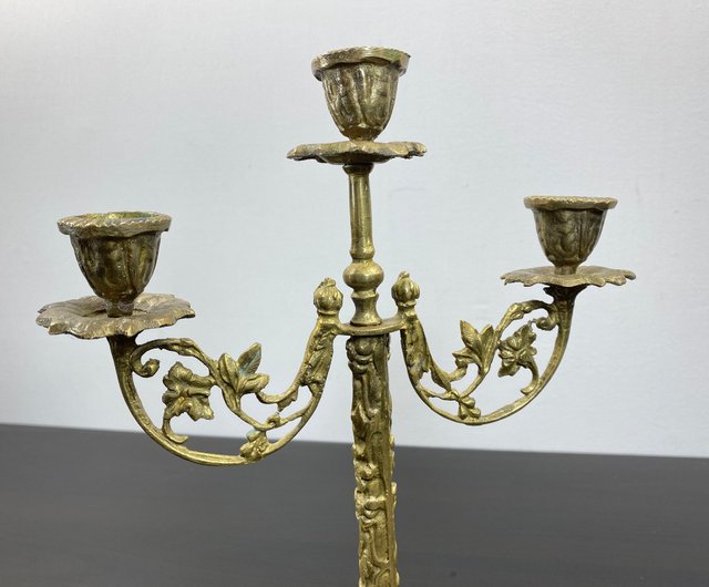 アメリカ製　キャンドルスタンド　ヴィンテージ 真鍮製　ブロカント 真鍮製キャンドルスタンド（高さ25.5cm） フランスアンティーク