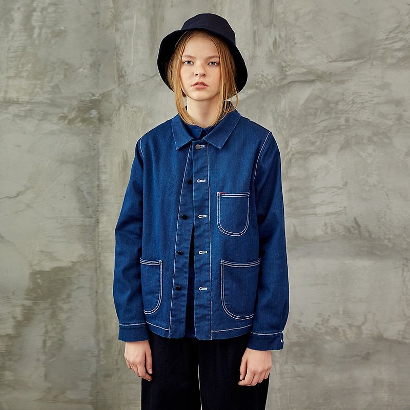 Cotton plus velvet denim jacket - เสื้อแจ็คเก็ต - ผ้าฝ้าย/ผ้าลินิน สีน้ำเงิน