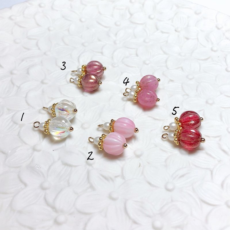 【Sugar Ball】Pink mist starry sky. Imported antique crystal glass. 14k gold filled earrings. - Earrings & Clip-ons - Gemstone Pink