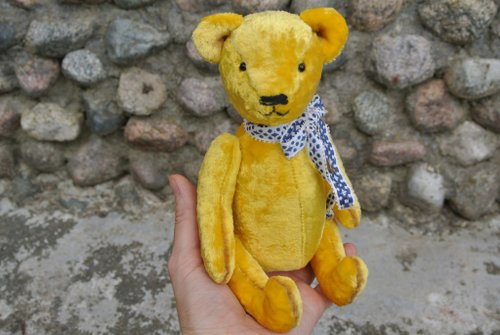 熊玩具 イエローテディベア、アンティークぬいぐるみ、ぬいぐるみ