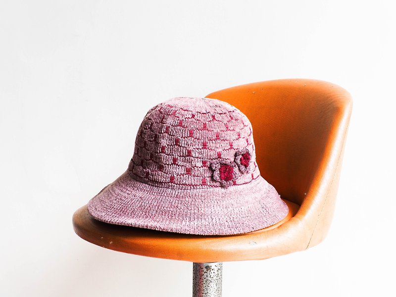 Sweet Berry Love Day Zha Wool Plaid Antique Woven Lady Hat picture hat / cloche - Hats & Caps - Other Materials Pink
