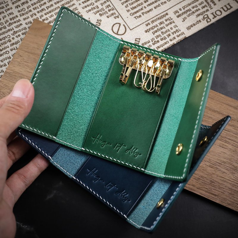 [Key Case] ​​MISTER handmade leather goods, vegetable tanned cowhide with custom engraving - ที่ห้อยกุญแจ - หนังแท้ 
