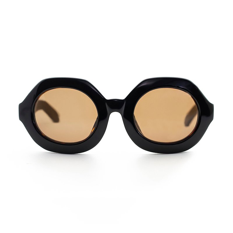Hexagonal classic acetate sunglasses∣UV400 sunglasses-tortoiseshell glossy surface - Sunglasses - Other Materials Brown