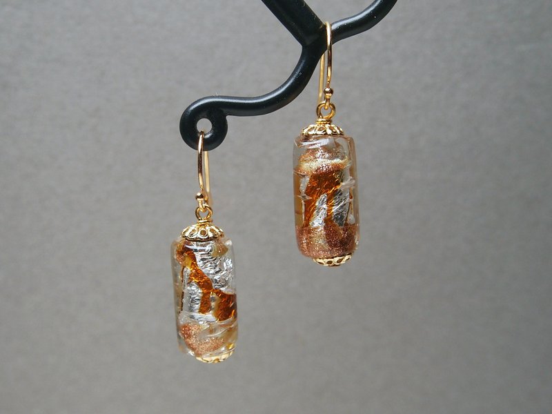 Murano Glass Beads Earring #GE0501 - Earrings & Clip-ons - Glass Gold