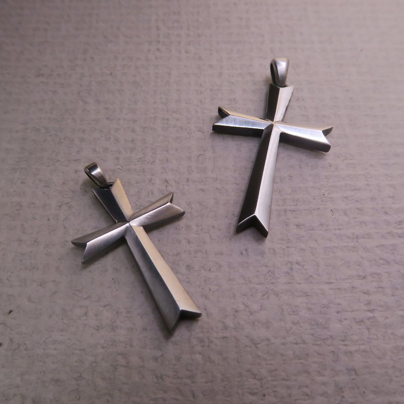 Edge-Sterling Silver Cross Pendant - Necklaces - Sterling Silver Silver
