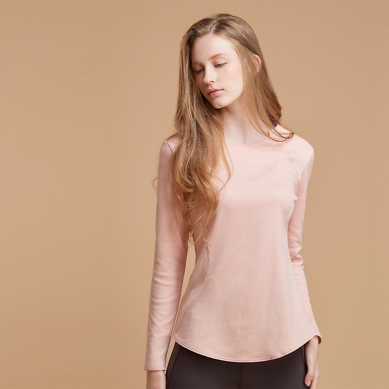 【MACACA】Texture PP Multifunctional Functional Training Clothing-BPE3433 Pink Skin - Women's Sportswear Tops - Polyester Pink