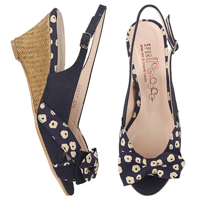 SPUR Hyacinth sandals 28097 NAVY - รองเท้าลำลองผู้หญิง - วัสดุอื่นๆ 