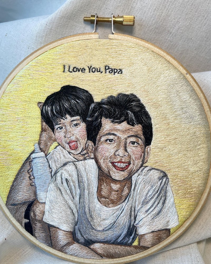 *Custom Made* portrait embroidery hoop. (5 inch) - Customized Portraits - Thread Khaki