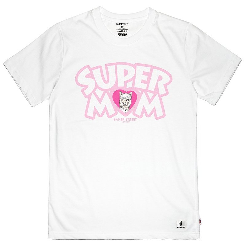 British Fashion Brand -Baker Street- Super Mom T-shirt for Kids - เสื้อยืด - ผ้าฝ้าย/ผ้าลินิน ขาว