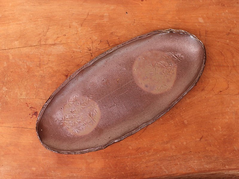 Bizen pottery oval dish · boita salmon (about 27 cm) sr4-054 - จานและถาด - ดินเผา สีนำ้ตาล